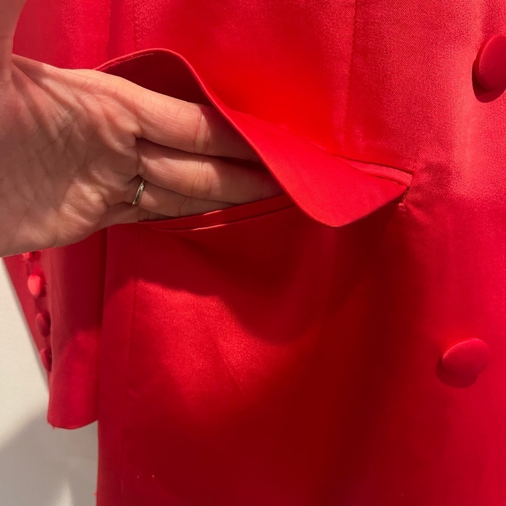 S’Edge Hot Pink Double-Breasted Satiny Silky Blazer with Notched Lapels size XS - Picture 3 of 11
